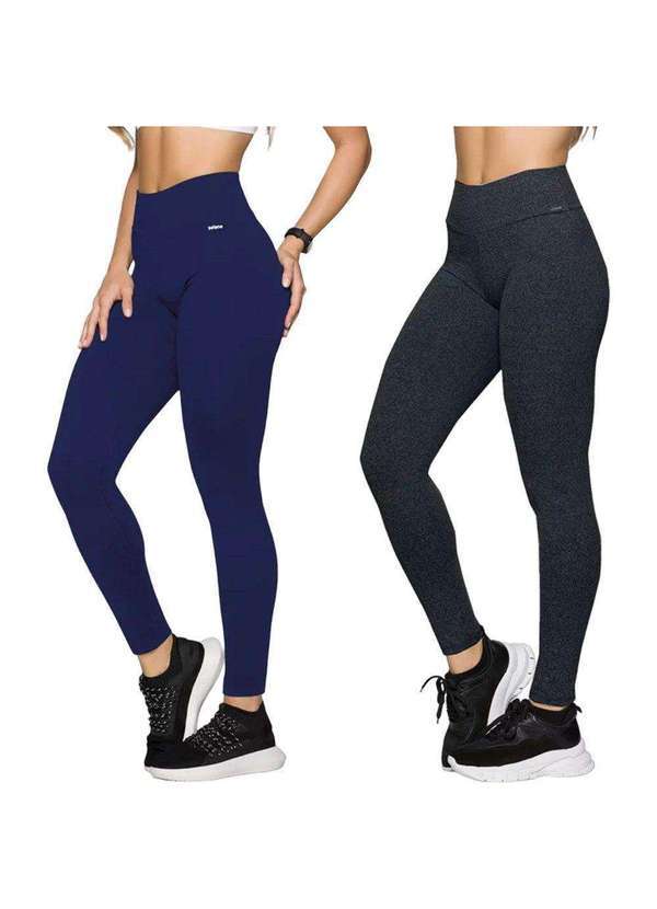Selene - Kit 2 Calças Leggings Selene sem Costura Feminina Azul