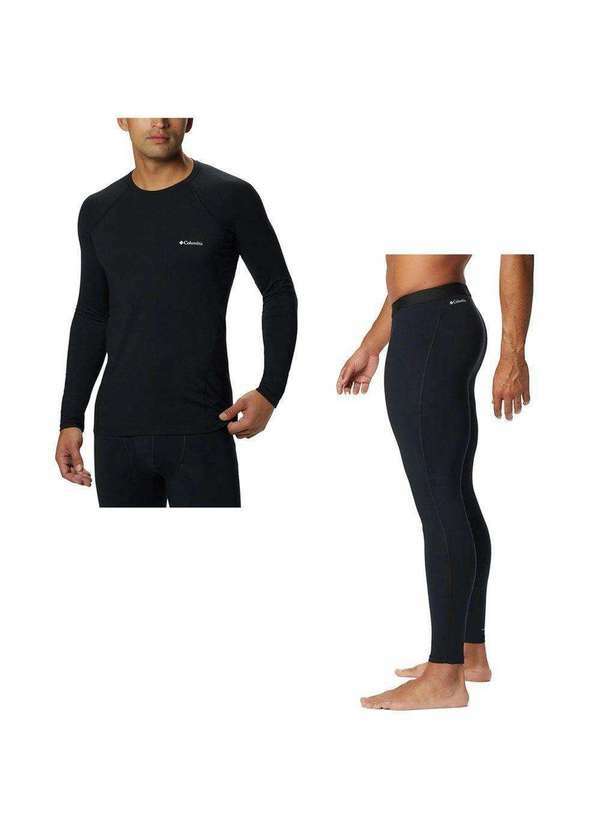 Columbia - Kit Térmico Columbia Camisa e Calça Midweight Stretch Masculina Preto