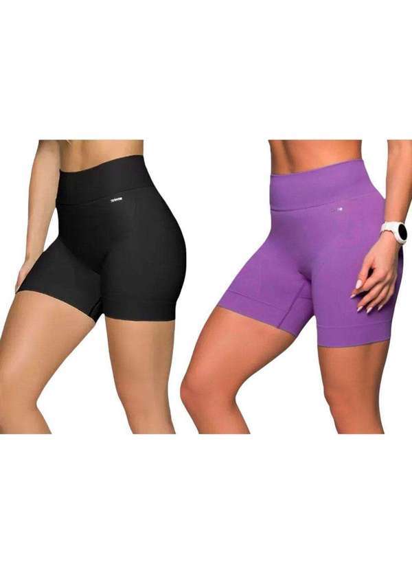 Selene - Kit 2 Shorts Selene sem Costura Feminino Preto