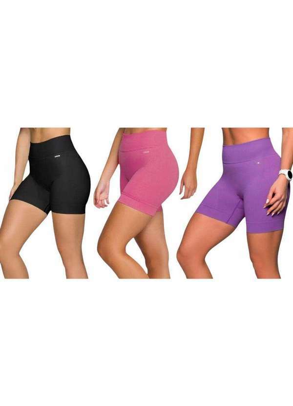 Selene - Kit 3 Shorts Selene sem Costura Feminino Preto