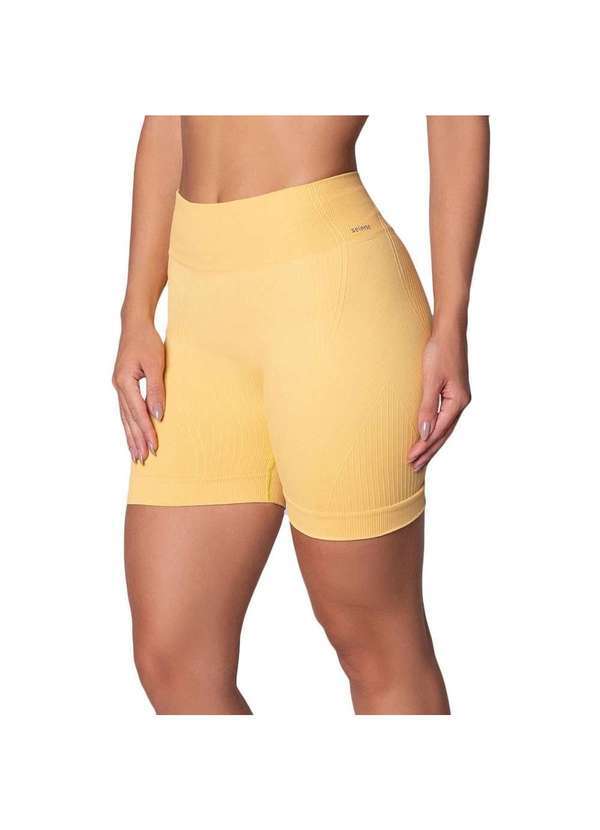 Selene - Short Selene sem Costura Canelado Feminino Amarelo