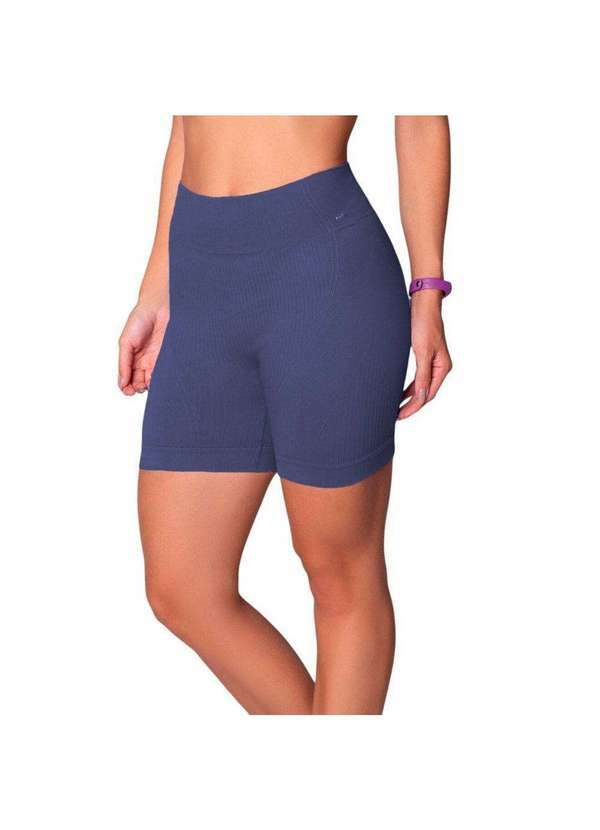 Selene - Short Selene sem Costura Canelado Feminino Azul