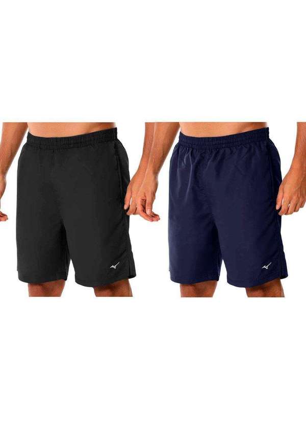 Mizuno - Kit 2 Bermudas Mizuno Bas Rip Stop 3 Masculina Preto