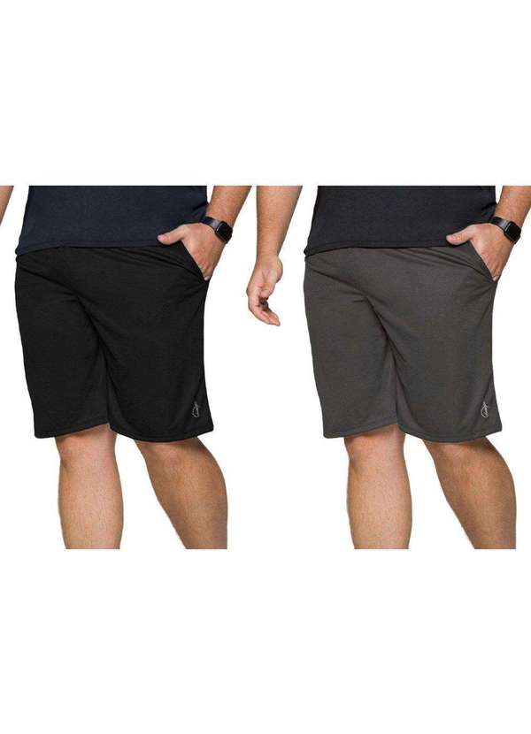 Selene - Kit 2 Bermudas Selene Dry Sport Plus Size Masculina Preto