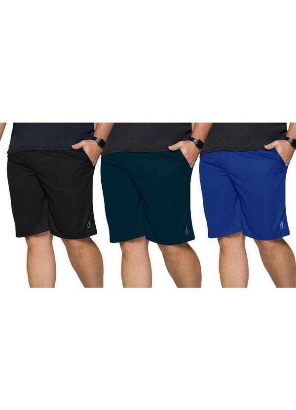 Selene - Kit 3 Bermudas Selene Dry Sport Plus Size Masculina Azul