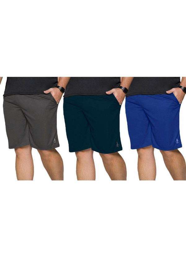 Selene - Kit 3 Bermudas Selene Dry Sport Plus Size Masculina Cinza