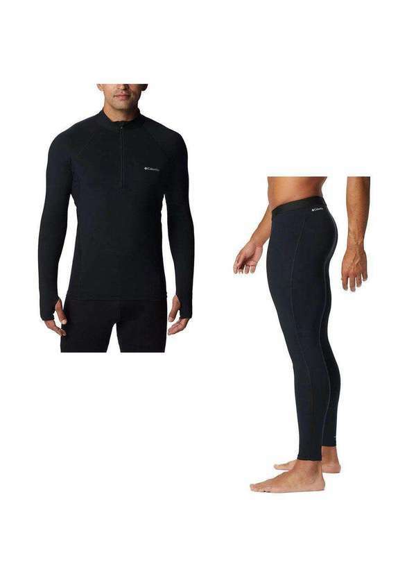 Columbia - Kit Térmico Columbia Camisa e Calça Midweight Stretch Masculina Preto