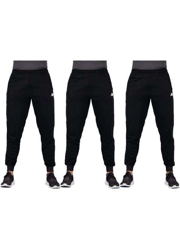 Kappa - Kit 3 Calças Kappa Maggiore Masculina - Preto