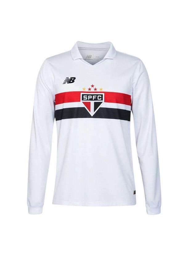 New Balance - Camisa New Balance Manga Longa São Paulo Home Masculina Branco