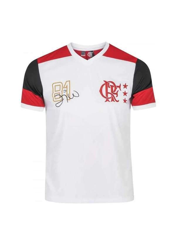 Braziline - Camisa Braziline Flamengo Zico Retrô Masculina - Branco Branco