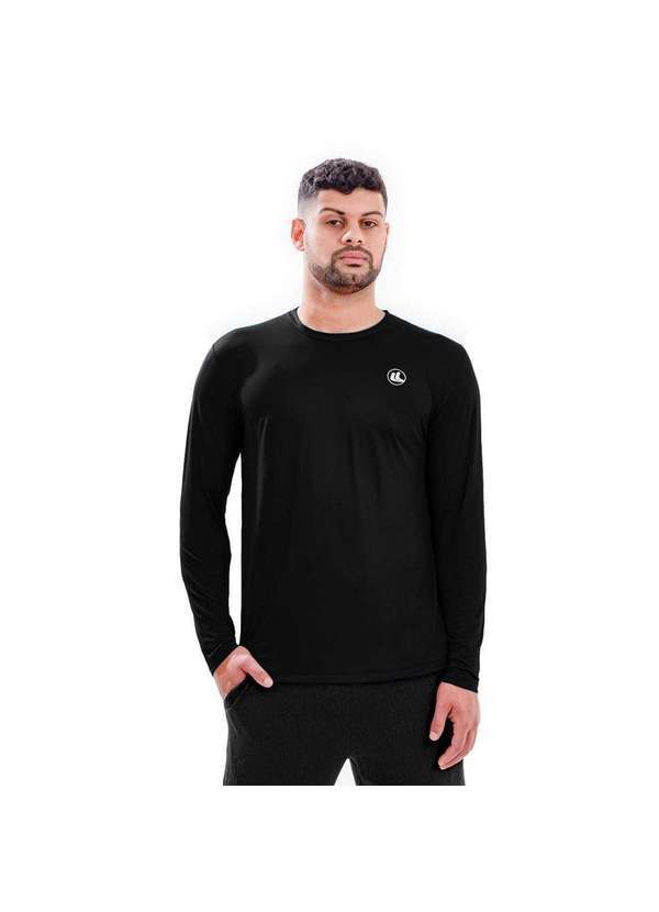 Esporte Legal - Camisa Esporte Legal Lisa Manga Longa Masculina Preto