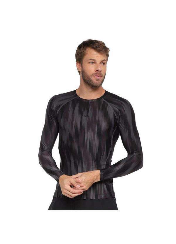 Fila - Camisa Fila Compress Skin Manga Longa Masculina Preto