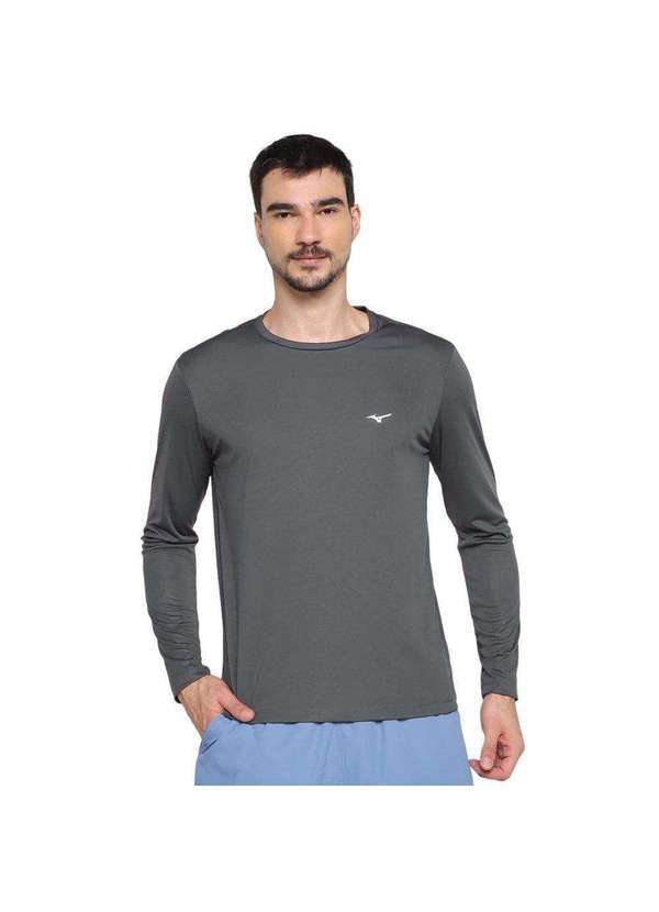 Mizuno - Camisa Mizuno Energy Manga Longa Masculina Cinza