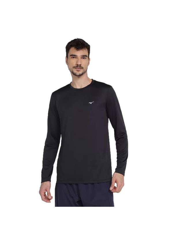 Mizuno - Camisa Mizuno Nirvana Manga Longa Masculina Preto