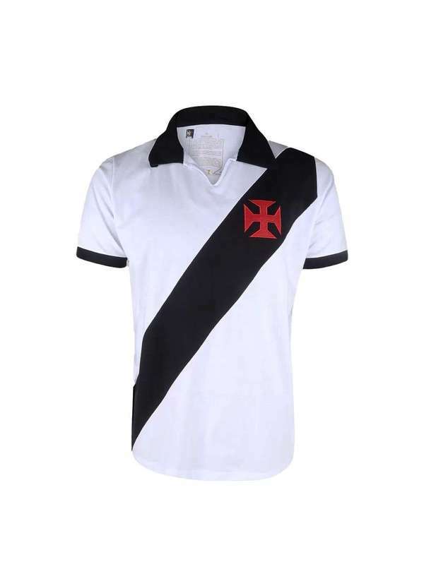 Braziline - Camisa Polo Vasco Braziline Paris Masculina - Branco e Preto Branco