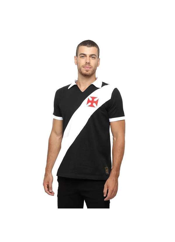Braziline - Camisa Polo Vasco Braziline Paris Masculina - Preto e Branco Preto