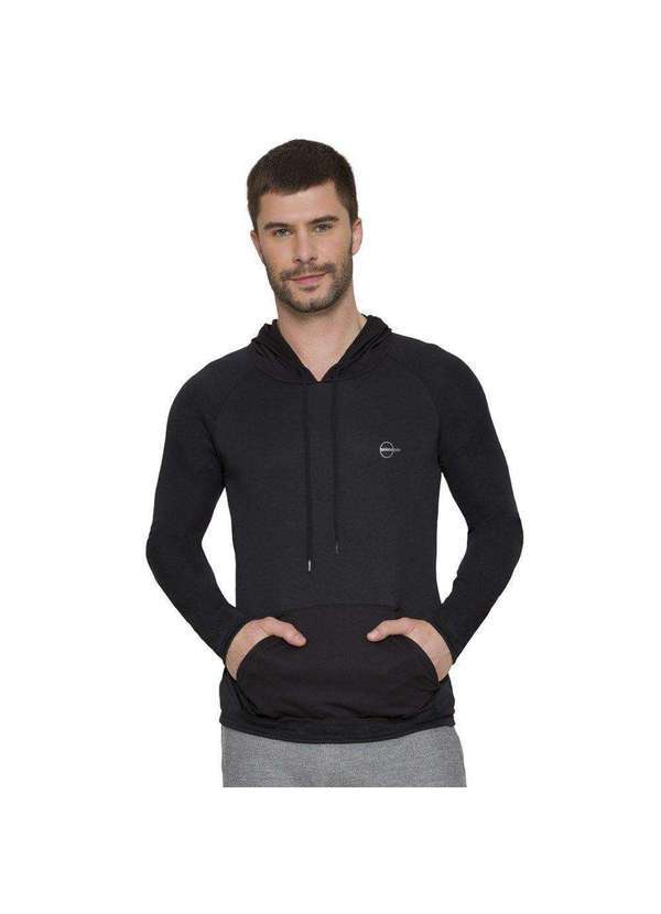 Selene - Camisa Selene Manga Longa com Capuz Masculina Preto