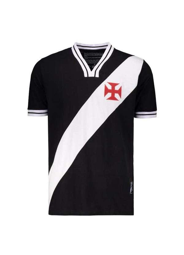 Braziline - Camisa Vasco Braziline Retrô 74 Masculina Preto