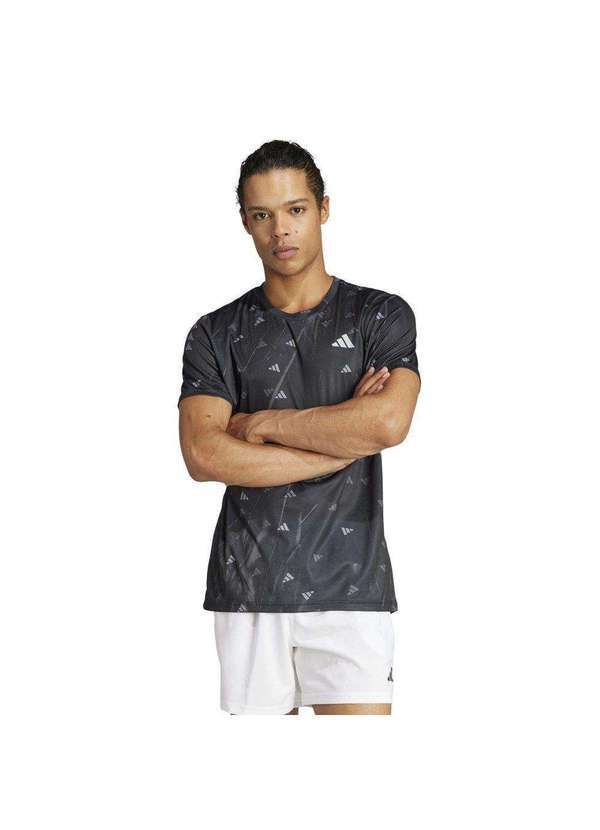 Adidas - Camiseta Adidas Run It Brand Love Masculina Cinza