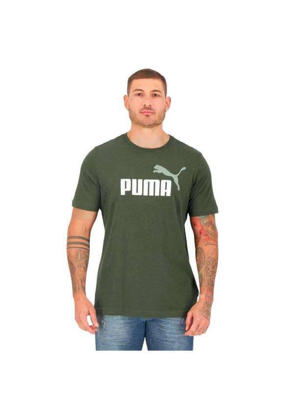 Puma - Camiseta Puma Essentials Colour Logo Masculina Verde