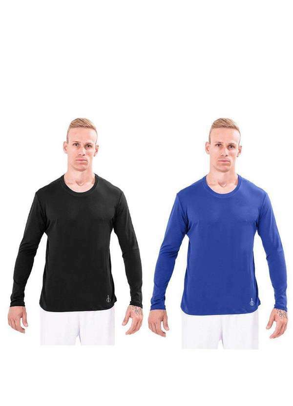 Selene - Kit 2 Camisas Térmicas Selene Proteção Uv50 Masculina Preto
