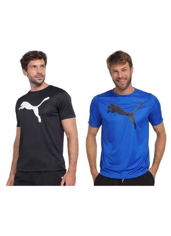 Puma - Kit 2 Camisetas Puma Active Big Logo Masculina Preto