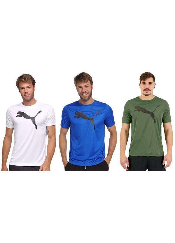 Puma - Kit 3 Camisetas Puma Active Big Logo Masculina Branco