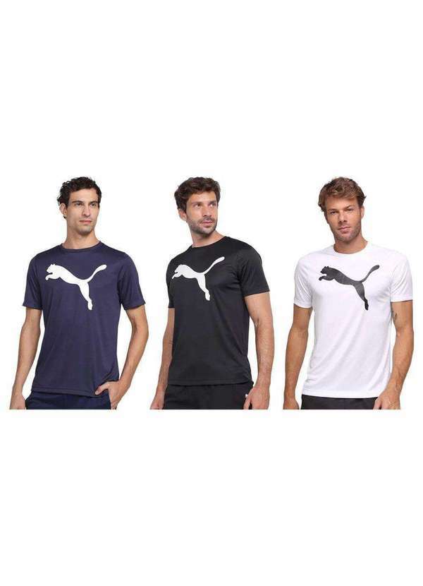 Puma - Kit 3 Camisetas Puma Active Big Logo Masculina Preto
