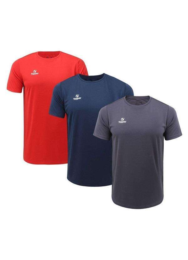 Topper - Kit 3 Camisetas Topper Classic New Masculina Cinza