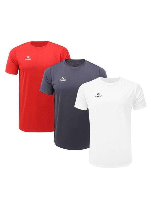 Topper - Kit 3 Camisetas Topper Classic New Masculina Vermelho