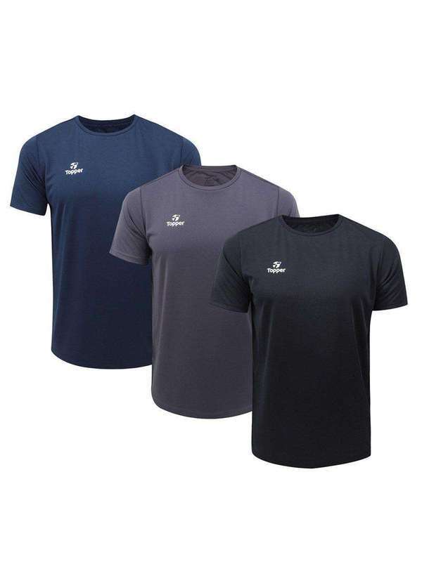 Topper - Kit 3 Camisetas Topper Classic New Masculina Preto