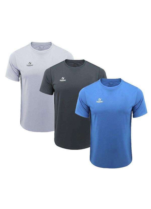 Topper - Kit 3 Camisetas Topper Faster Masculina Azul