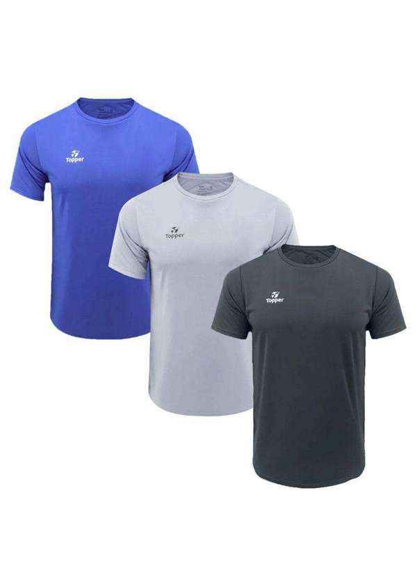 Topper - Kit 3 Camisetas Topper Faster Masculina Cinza