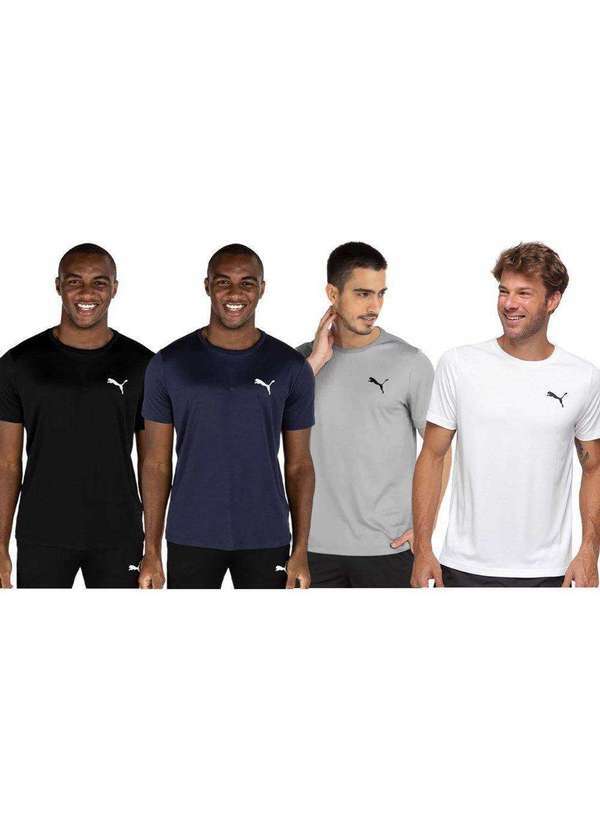 Puma - Kit 4 Camisetas Puma Active Small Logo Masculina Branco