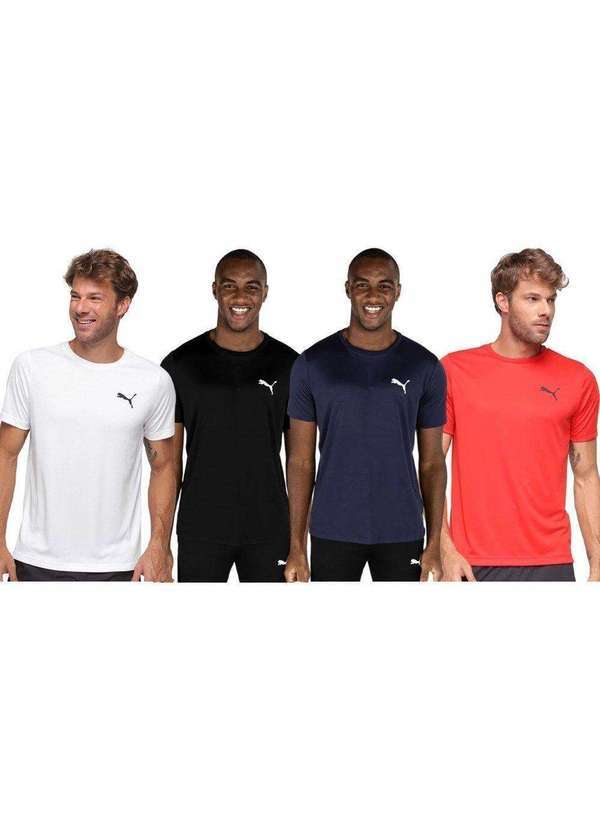 Puma - Kit 4 Camisetas Puma Active Small Logo Masculina Preto
