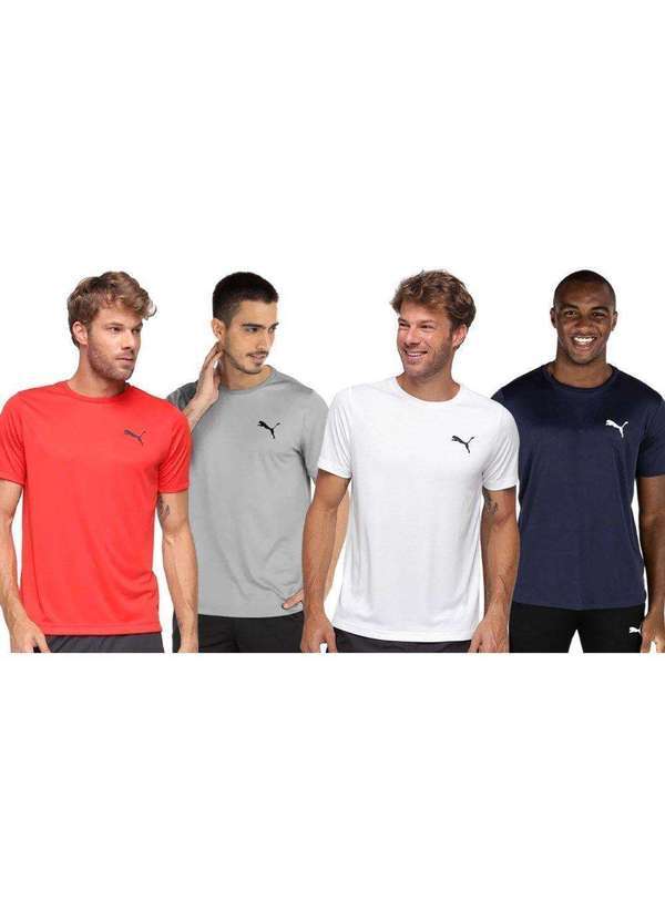 Puma - Kit 4 Camisetas Puma Active Small Logo Masculina Vermelho