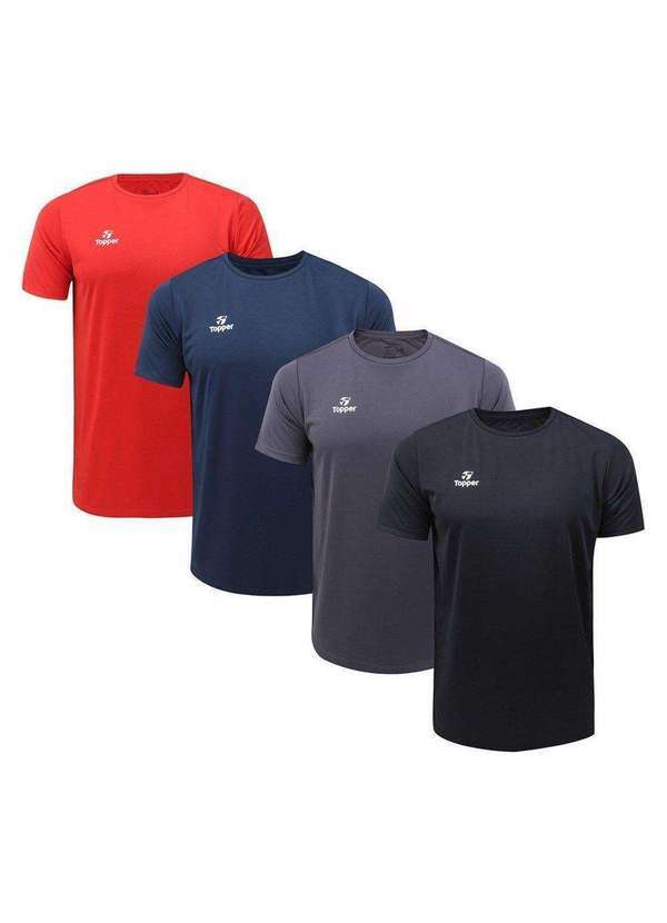 Topper - Kit 4 Camisetas Topper Classic New Masculina Vermelho