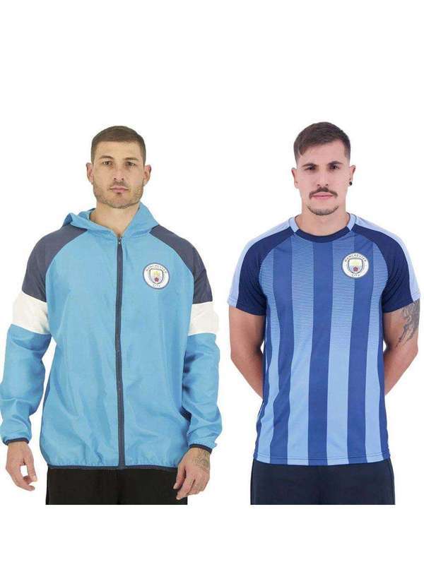 Kappa - Kit Kappa Manchester City Jaqueta e Camisa Masculina - Azul