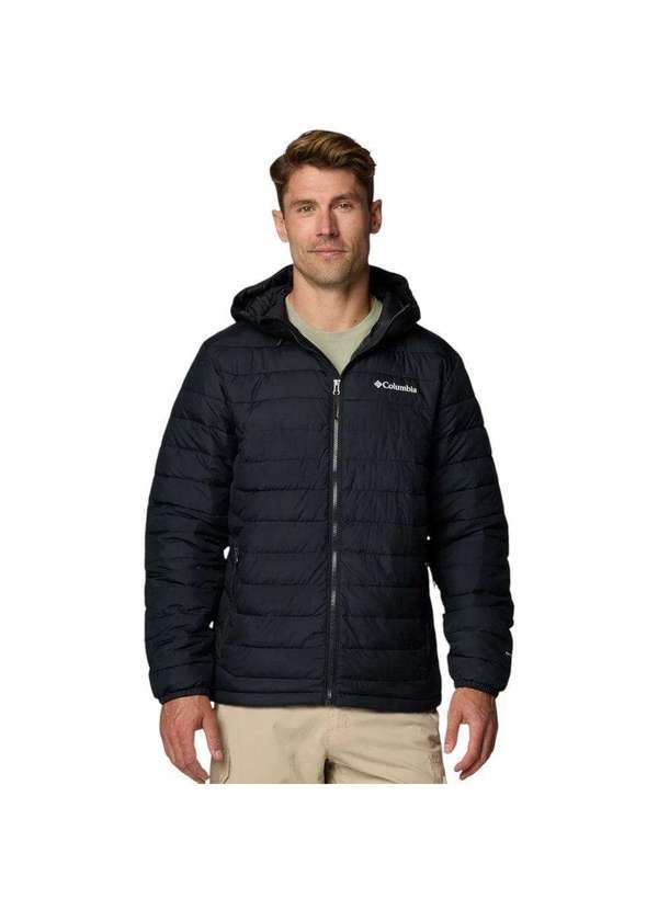 Columbia - Jaqueta Columbia Powder Lite Ii Hooded Pluz Size Masculina Preto