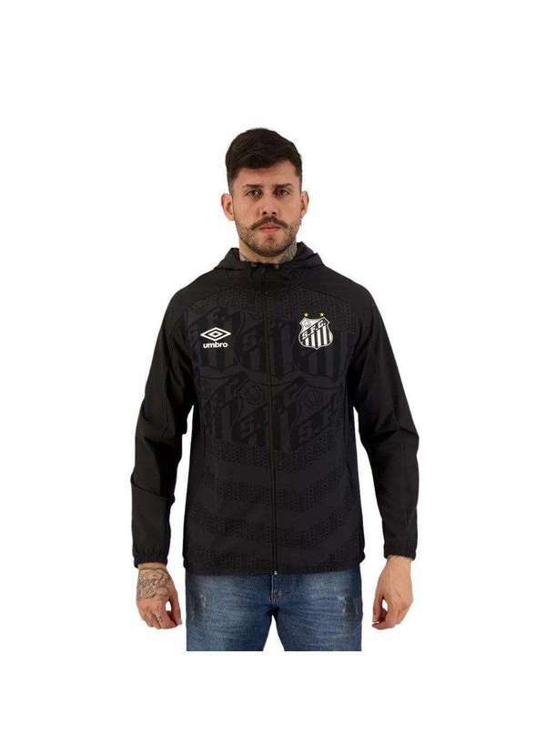 Umbro - Jaqueta Corta Vento Umbro Santos 2022 Masculina Preto