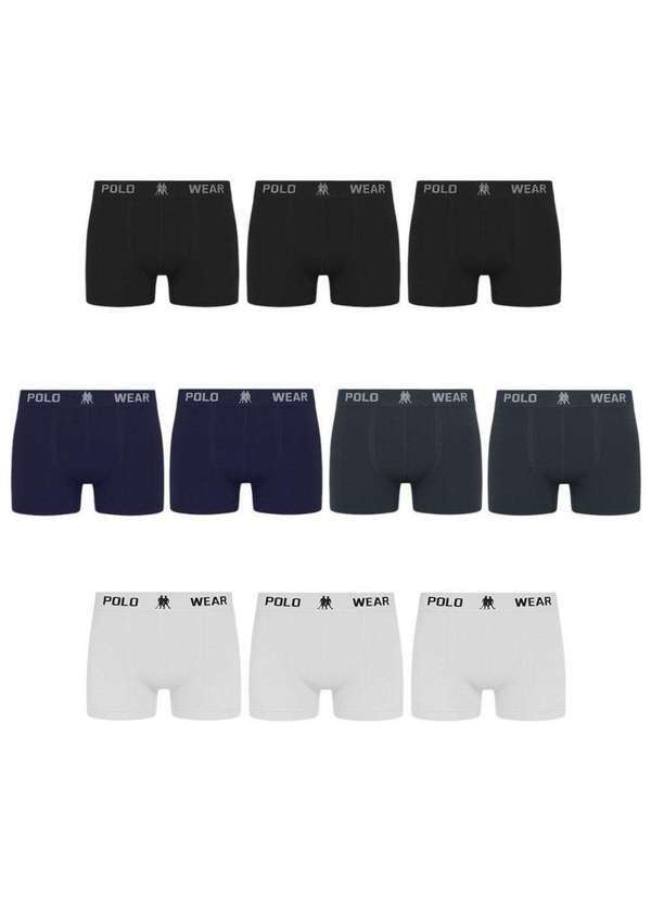 Polo Wear - Kit 10 Cuecas Boxer Polo Wear Masculina Azul