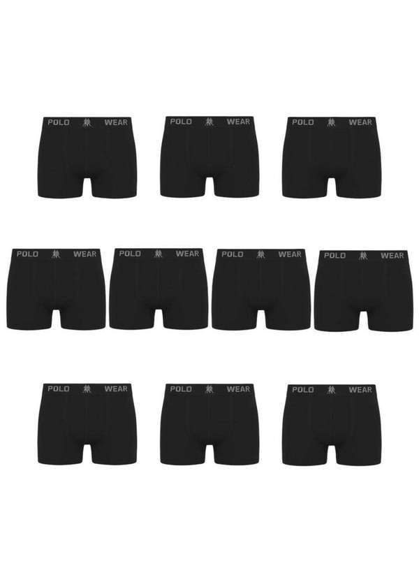 Polo Wear - Kit 10 Cuecas Boxer Polo Wear Masculina Preto