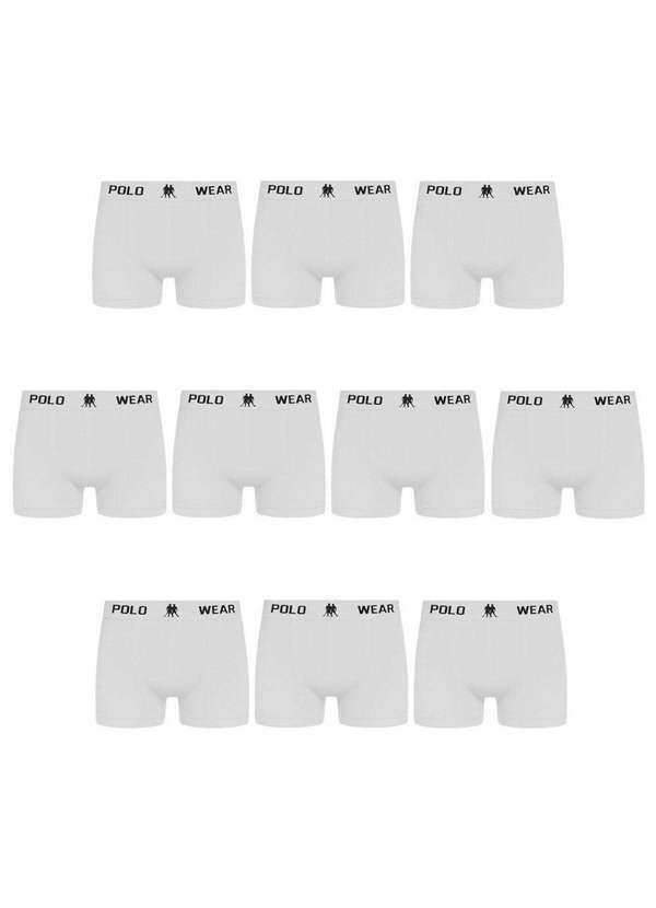 Polo Wear - Kit 10 Cuecas Boxer Polo Wear Masculina Branco