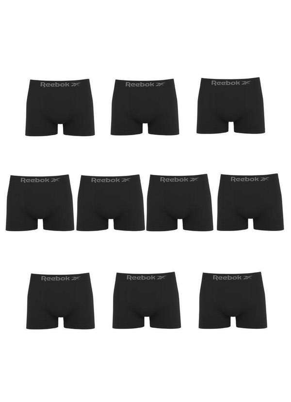 Reebok - Kit 10 Cuecas Boxer Reebok Classic Masculina Preto