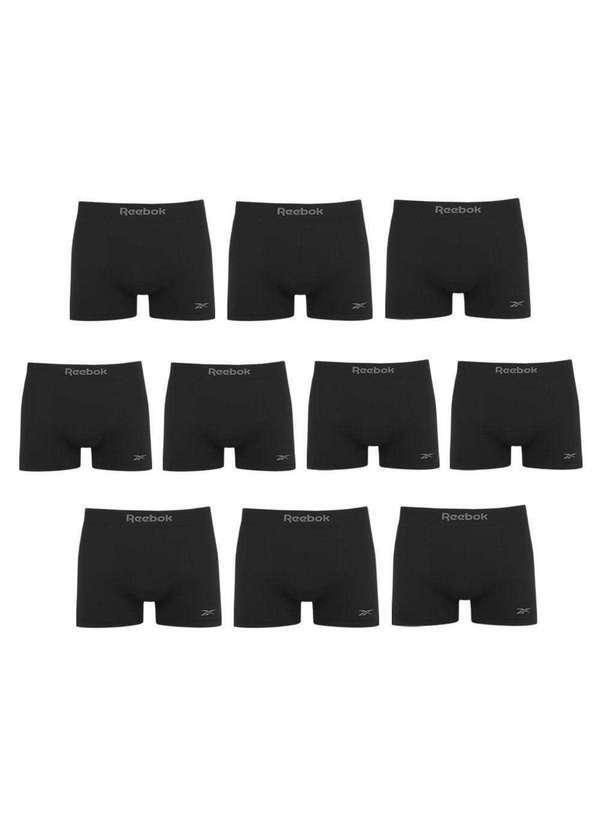 Reebok - Kit 10 Cuecas Boxer Reebok sem Costura Masculina Preto