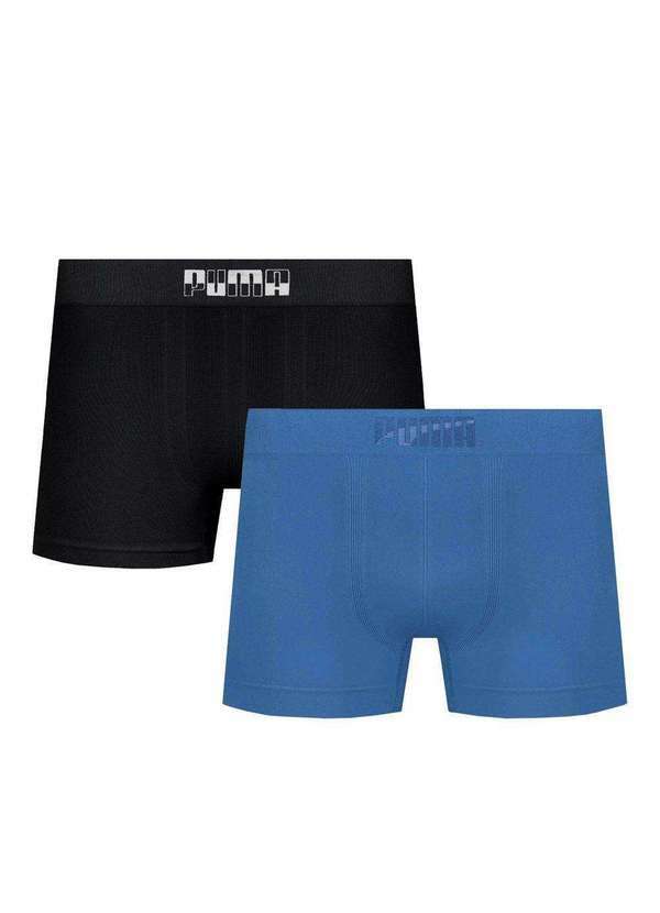 Puma - Kit 2 Cuecas Boxer Puma sem Costura Infantil Azul