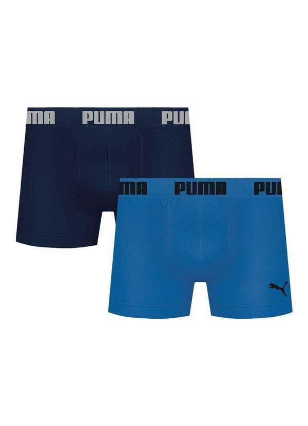Puma - Kit 2 Cuecas Boxer Puma sem Costura Masculina Azul