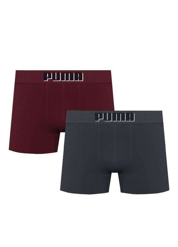 Puma - Kit 2 Cuecas Boxer Puma sem Costura Masculina Cinza