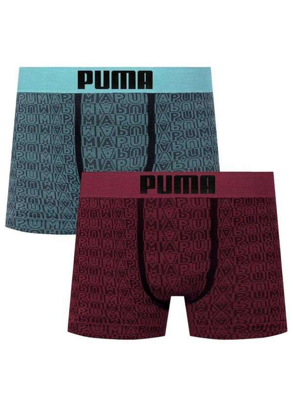 Puma - Kit 2 Cuecas Boxer Puma sem Costura Masculina Vermelho