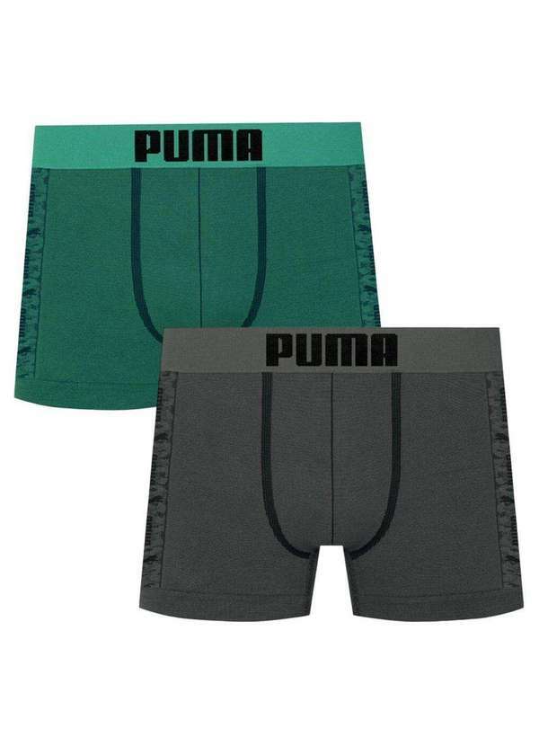 Puma - Kit 2 Cuecas Boxer Puma sem Costura Masculina Verde
